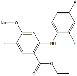 2-[(2,4-Difluorophenyl)amino]-5-fluoro-6-(sodiooxy)nicotinic acid ethyl ester Struktur