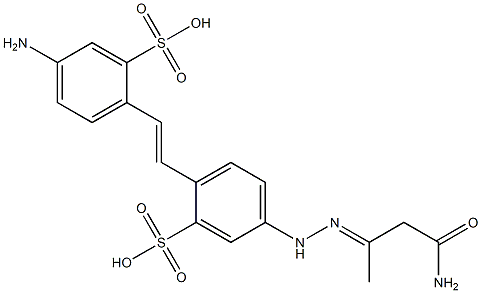 4-Amino-4'-[2-(3-amino-1-methyl-3-oxopropylidene)hydrazino]-2,2'-stilbenedisulfonic acid Struktur