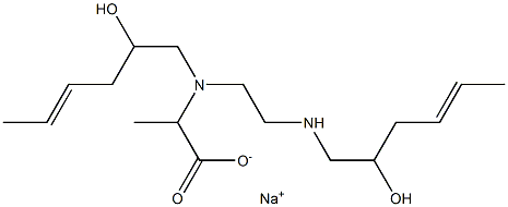 2-[N-(2-Hydroxy-4-hexenyl)-N-[2-(2-hydroxy-4-hexenylamino)ethyl]amino]propionic acid sodium salt Struktur