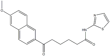 6-Oxo-N-(2-thiazolyl)-6-[6-methoxy-2-naphtyl]hexanamide Struktur