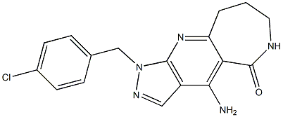 4-Amino-1-(4-chlorobenzyl)-6,7,8,9-tetrahydro-1,2,6,10-tetraazacyclohept[f]inden-5(1H)-one Struktur