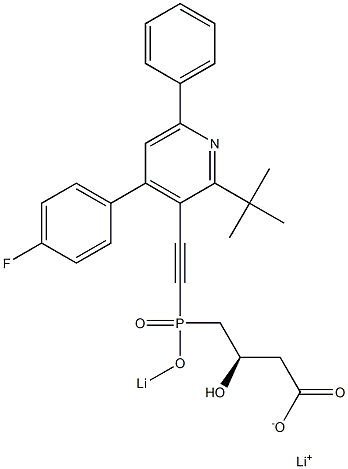 (3R)-4-[[[4-(4-Fluorophenyl)-2-tert-butyl-6-phenyl-3-pyridinyl]ethynyl]lithiooxyphosphinyl]-3-hydroxybutyric acid lithium salt Struktur