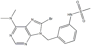 6-Dimethylamino-8-bromo-9-(3-methylsulfonylaminobenzyl)-9H-purine Struktur