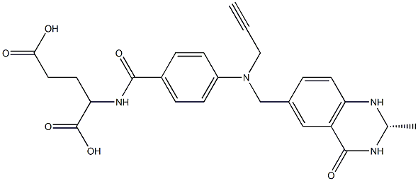 (S)-2-[4-[N-[(1,2,3,4-Tetrahydro-2-methyl-4-oxoquinazolin)-6-ylmethyl]-N-(2-propynyl)amino]benzoylamino]glutaric acid Struktur