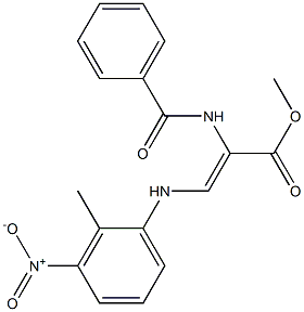 (Z)-3-[(2-Methyl-3-nitrophenyl)amino]-2-(benzoylamino)acrylic acid methyl ester Struktur