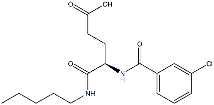 (R)-4-(3-Chlorobenzoylamino)-5-oxo-5-pentylaminovaleric acid Struktur