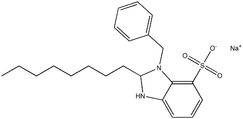 1-Benzyl-2,3-dihydro-2-octyl-1H-benzimidazole-7-sulfonic acid sodium salt Struktur