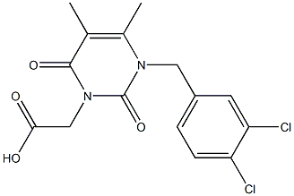 1-(3,4-Dichlorobenzyl)-1,2,3,4-tetrahydro-5,6-dimethyl-2,4-dioxopyrimidine-3-acetic acid Struktur