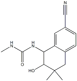 5,6,7,8-Tetrahydro-7-hydroxy-8-(3-methylureido)-6,6-dimethylnaphthalene-2-carbonitrile Struktur