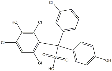 (3-Chlorophenyl)(2,4,6-trichloro-3-hydroxyphenyl)(4-hydroxyphenyl)methanesulfonic acid Struktur