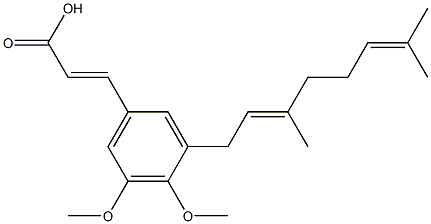 3-[(2E)-3-Methyl-7-methyl-2,6-octadien-1-yl]-4,5-dimethoxy-trans-cinnamic acid Struktur