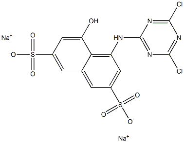 4-(4,6-Dichloro-1,3,5-triazin-2-ylamino)-5-hydroxynaphthalene-2,7-disulfonic acid disodium salt Struktur