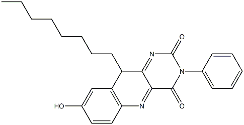 3-Phenyl-10-octyl-8-hydroxypyrimido[5,4-b]quinoline-2,4(3H,10H)-dione Struktur