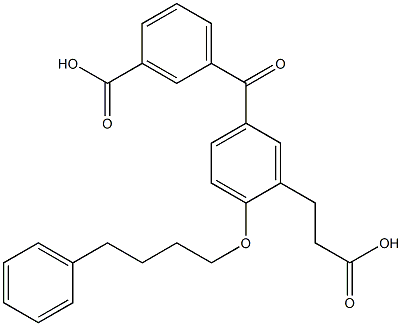 5-(3-Carboxybenzoyl)-2-(4-phenylbutyloxy)benzenepropanoic acid Struktur