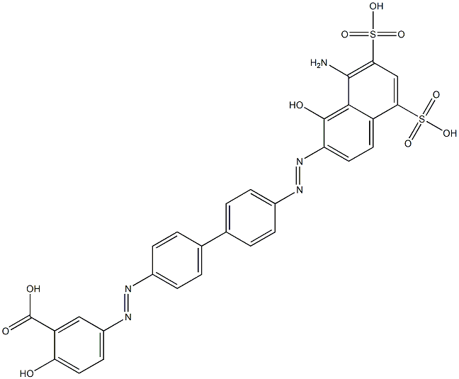 5-[[4'-[(8-Amino-1-hydroxy-5,7-disulfo-2-naphthalenyl)azo]-1,1'-biphenyl-4-yl]azo]-2-hydroxybenzoic acid Struktur