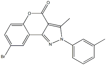 8-Bromo-3-methyl-2-(3-methylphenyl)[1]benzopyrano[4,3-c]pyrazol-4(2H)-one Struktur