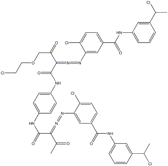 3,3'-[2-[(2-Chloroethyl)oxy]-1,4-phenylenebis[iminocarbonyl(acetylmethylene)azo]]bis[N-[3-(1-chloroethyl)phenyl]-4-chlorobenzamide] Struktur