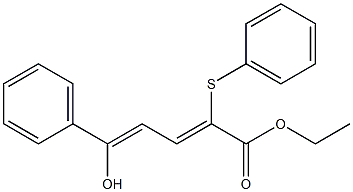 5-Hydroxy-5-phenyl-2-phenylthio-2,4-pentadienoic acid ethyl ester Struktur