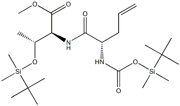 (2S,3R)-2-[[(2S)-2-[(tert-Butyldimethylsilyl)oxycarbonylamino]-4-pentenoyl]amino]-3-[(tert-butyldimethylsilyl)oxy]butyric acid methyl ester Struktur