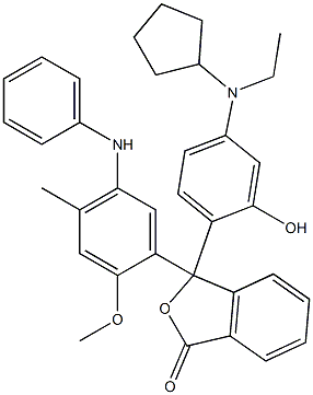 3-(5-Anilino-2-methoxy-4-methylphenyl)-3-[4-(N-cyclopentyl-N-ethylamino)-2-hydroxyphenyl]phthalide Struktur