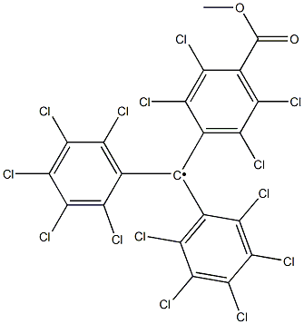 Bis(pentachlorophenyl)(4-(methoxycarbonyl)-2,3,5,6-tetrachlorophenyl)methyl radical Struktur