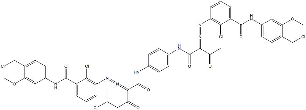 3,3'-[2-(1-Chloroethyl)-1,4-phenylenebis[iminocarbonyl(acetylmethylene)azo]]bis[N-[4-(chloromethyl)-3-methoxyphenyl]-2-chlorobenzamide] Struktur