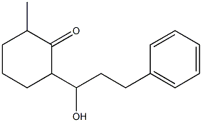 2-(1-Hydroxy-3-phenylpropyl)-6-methylcyclohexanone Struktur