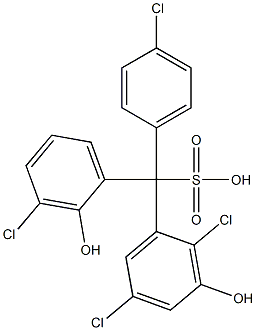 (4-Chlorophenyl)(3-chloro-2-hydroxyphenyl)(2,5-dichloro-3-hydroxyphenyl)methanesulfonic acid Struktur