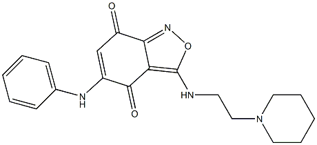 3-[2-(1-Piperidinyl)ethylamino]-5-(phenylamino)-2,1-benzisoxazole-4,7-dione Struktur