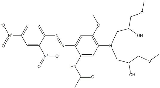 N-[5-[N,N-Bis(2-hydroxy-3-methoxypropyl)amino]-2-(2,4-dinitrophenylazo)-4-methoxyphenyl]acetamide Struktur