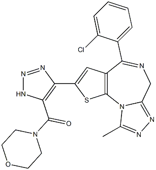 4-(2-Chlorophenyl)-2-(5-morpholinocarbonyl-1H-1,2,3-triazol-4-yl)-9-methyl-6H-thieno[3,2-f][1,2,4]triazolo[4,3-a][1,4]diazepine Struktur