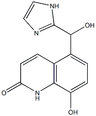 8-Hydroxy-5-[(1H-imidazol-2-yl)(hydroxy)methyl]-2(1H)-quinolinone Struktur