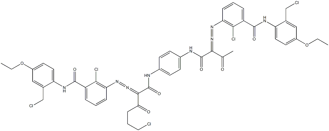 3,3'-[2-(2-Chloroethyl)-1,4-phenylenebis[iminocarbonyl(acetylmethylene)azo]]bis[N-[2-(chloromethyl)-4-ethoxyphenyl]-2-chlorobenzamide] Struktur