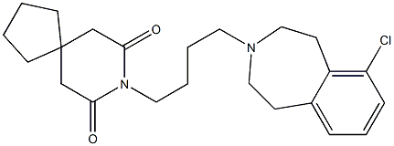 6-Chloro-3-[4-(7,9-dioxo-8-azaspiro[4.5]decan-8-yl)butyl]-1,2,4,5-tetrahydro-3H-3-benzazepine Struktur