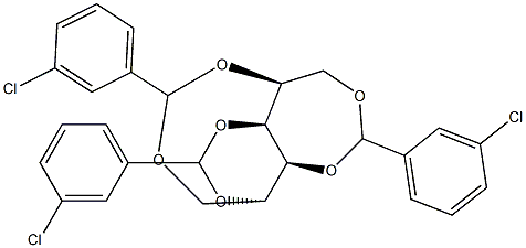 1-O,5-O:2-O,4-O:3-O,6-O-Tris(3-chlorobenzylidene)-L-glucitol Struktur