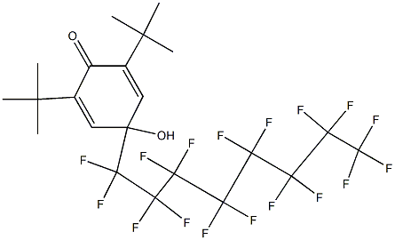 4-(Heptadecafluorooctyl)-4-hydroxy-2,6-di-tert-butyl-2,5-cyclohexadien-1-one Struktur