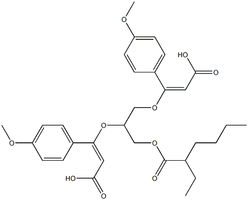 Glycerol 1,2-bis[(E)-3-(4-methoxyphenyl)propenoate]3-(2-ethylhexanoate) Struktur