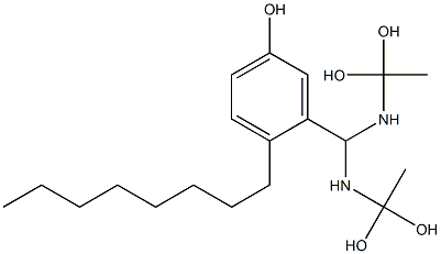 3-[Bis[(1,1-dihydroxyethyl)amino]methyl]-4-octylphenol Struktur