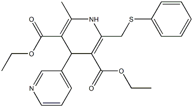 1,4-Dihydro-4-(3-pyridinyl)-6-methyl-2-[phenylthiomethyl]pyridine-3,5-dicarboxylic acid diethyl ester Struktur