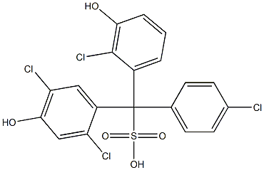 (4-Chlorophenyl)(2-chloro-3-hydroxyphenyl)(2,5-dichloro-4-hydroxyphenyl)methanesulfonic acid Struktur