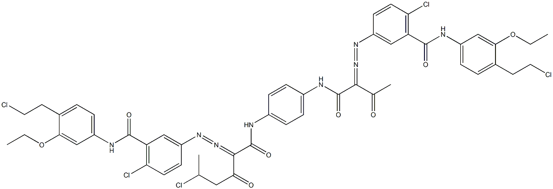 3,3'-[2-(1-Chloroethyl)-1,4-phenylenebis[iminocarbonyl(acetylmethylene)azo]]bis[N-[4-(2-chloroethyl)-3-ethoxyphenyl]-6-chlorobenzamide] Struktur