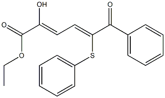 2-Hydroxy-6-oxo-6-phenyl-5-phenylthio-2,4-hexadienoic acid ethyl ester Struktur