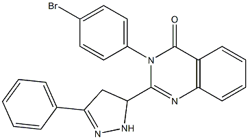 3-(4-Bromophenyl)-2-[[3-(phenyl)-4,5-dihydro-1H-pyrazol]-5-yl]quinazolin-4(3H)-one Struktur