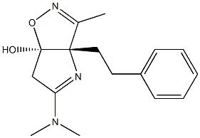 (3aS,6aR)-6,6a-Dihydro-3-methyl-3a-(2-phenylethyl)-5-(dimethylamino)-3aH-1-oxa-2,4-diazapentalen-6a-ol Struktur