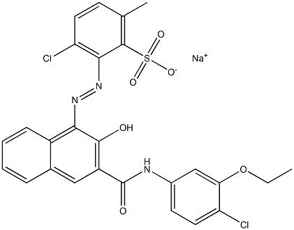 3-Chloro-6-methyl-2-[[3-[[(4-chloro-3-ethoxyphenyl)amino]carbonyl]-2-hydroxy-1-naphtyl]azo]benzenesulfonic acid sodium salt Struktur