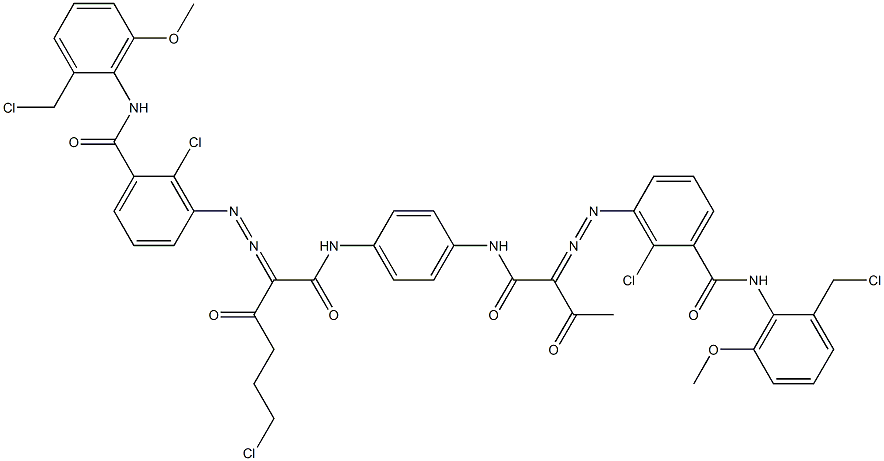 3,3'-[2-(2-Chloroethyl)-1,4-phenylenebis[iminocarbonyl(acetylmethylene)azo]]bis[N-[2-(chloromethyl)-6-methoxyphenyl]-2-chlorobenzamide] Struktur