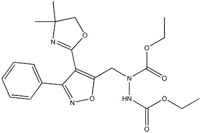 1-[[3-Phenyl-4-(4,4-dimethyl-2-oxazolin-2-yl)isoxazol-5-yl]methyl]-1,2-hydrazinedicarboxylic acid diethyl ester Struktur