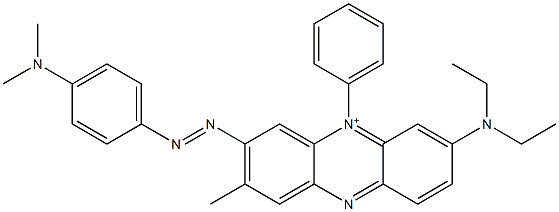 3-[(4-Dimethylaminophenyl)azo]-2-methyl-7-(diethylamino)-5-phenylphenazin-5-ium Struktur