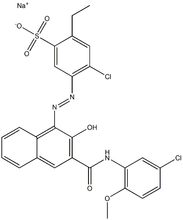 4-Chloro-2-ethyl-5-[[3-[[(3-chloro-6-methoxyphenyl)amino]carbonyl]-2-hydroxy-1-naphtyl]azo]benzenesulfonic acid sodium salt Struktur