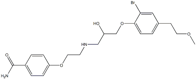 4-[2-[[2-Hydroxy-3-[2-bromo-4-(2-methoxyethyl)phenoxy]propyl]amino]ethoxy]benzamide Struktur